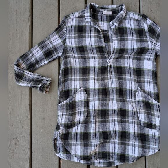 CP Shades Green Plaid Teton Tunic size Medium 100% Cotton, Rustic,‎ Casual - Picture 4 of 8